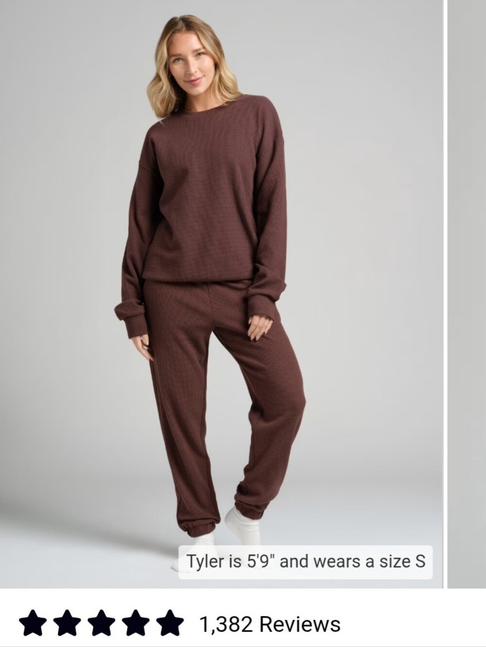 Waffle-Knit Comfrt Lounge Set in Cocoa Size Medium New In Package